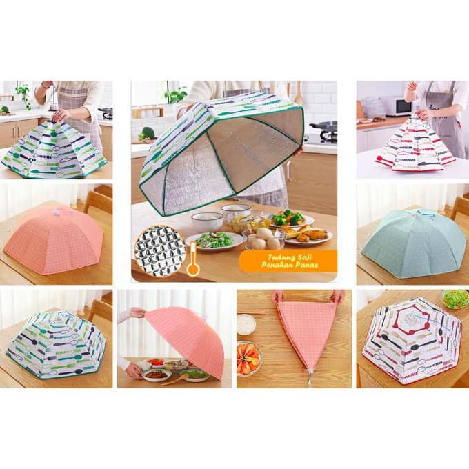 TUDUNG SAJI LIPAT JUMBO PENAHAN PANAS FOOD COVER PENUTUP PELINDUNG MAKANAN PAYUNG ALUMINIUM FOIL 4.7