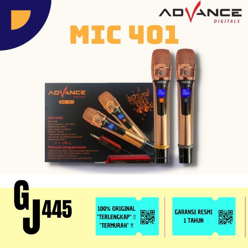 mic wireless double advance 401 microphone advance 401