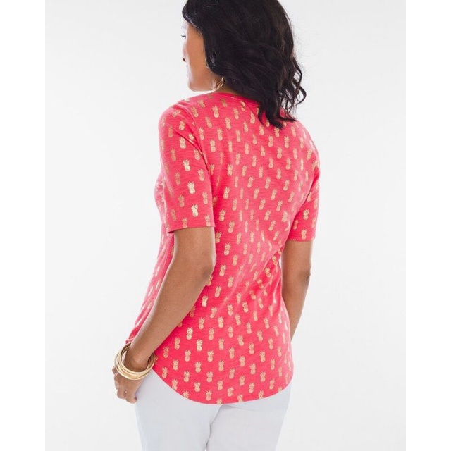 Chicos Cotton blend slub plam &amp; pineapple