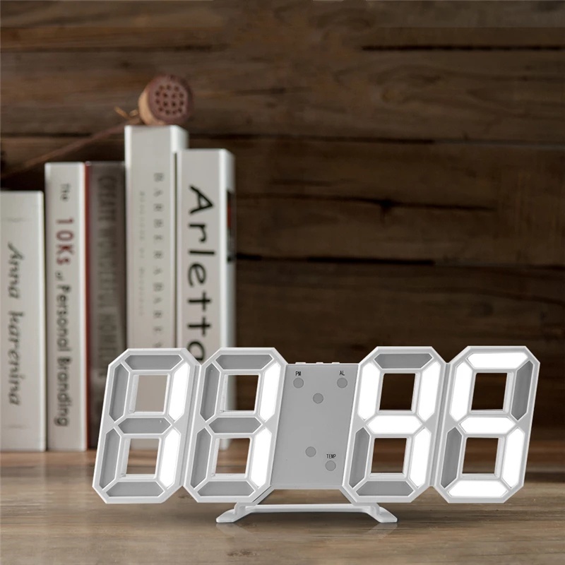 3D Large LED Digital Wall Clock Date Time Celsius Nightlight Display Table Desktop Clocks Alarm Clock From Living Room