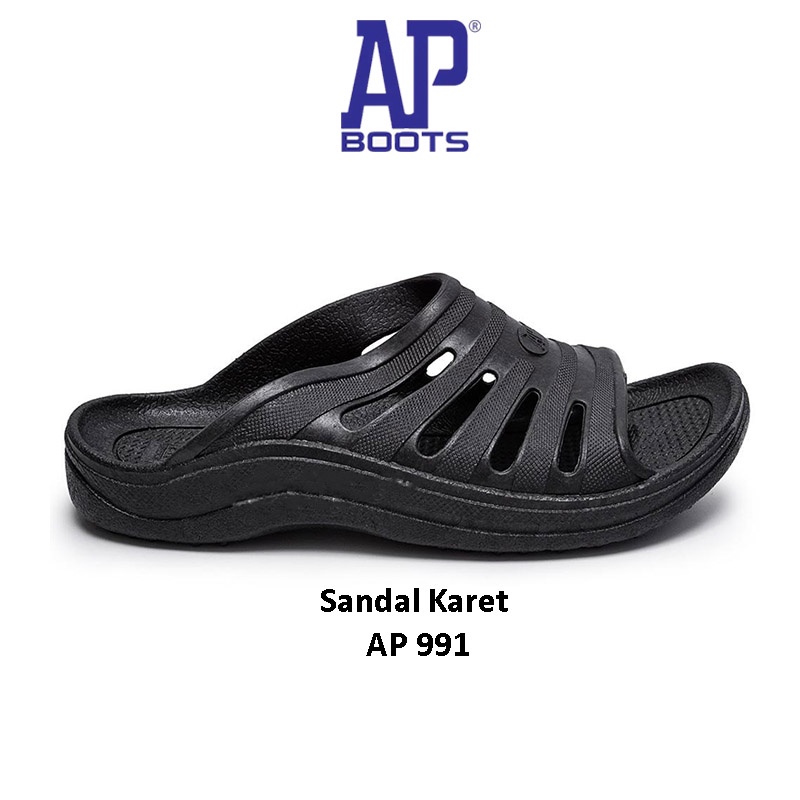 Sandal Karet AP Boots AP 991 Hitam Ap Boot Sendal Kasual Jalan