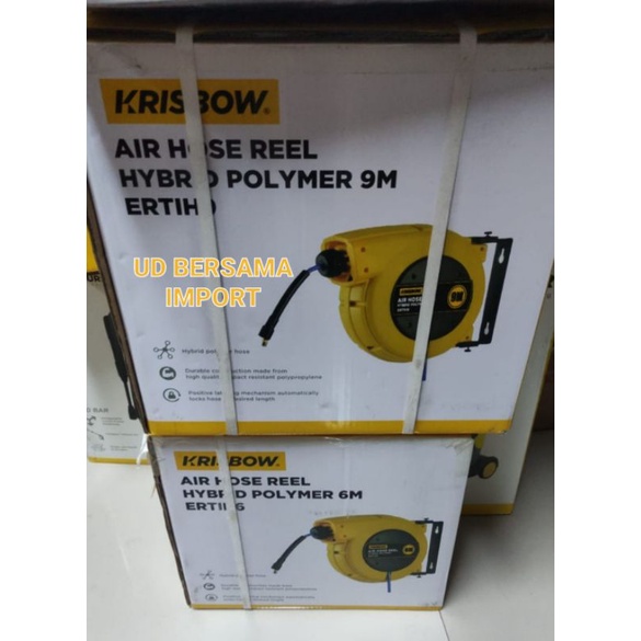 krisbow air hose reel selang kompresor udara 9 meter gulung otomatis