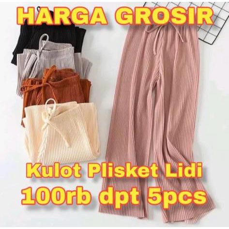 CELANA KULOT PLISKET MURAH/ KULOT PLISKET WANITA/ GROSIR KULOT 100RB 5PC