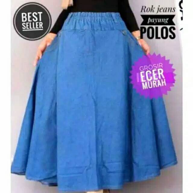 Rok Wanita Payung - Soft Jeans ( Standar-Jumbo)