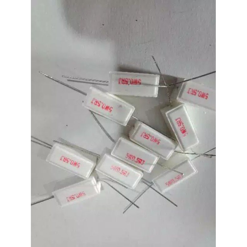 Berbagai resistor 5 watt resistor kapur  nilai custom 0.5 ohm , 0.22 ohm , 0.33 ohm ,0.47 ohm
