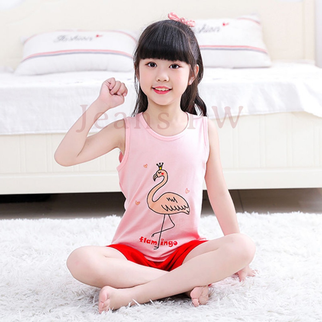 singlet anak cewe / setelan singlet adem murah / baju santai anak perempuan / singlet anak lucu