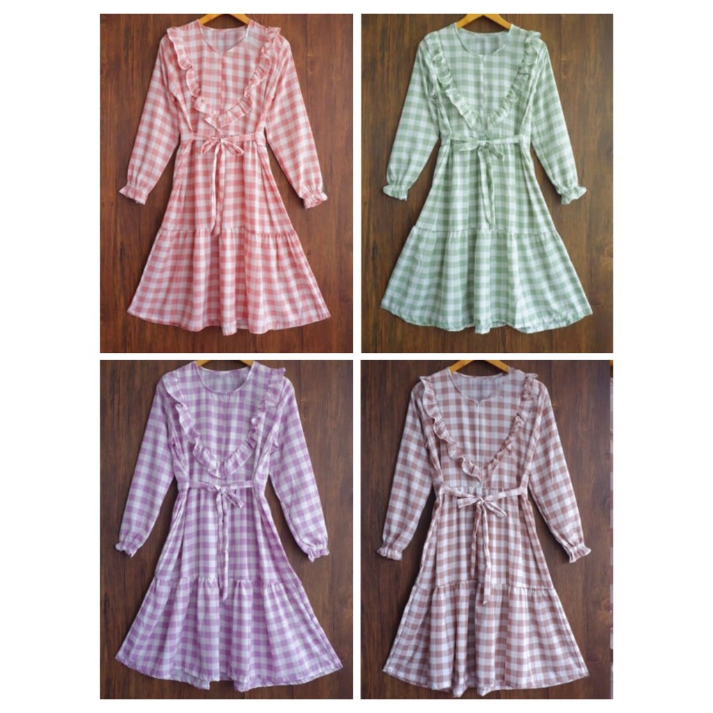 QR - ZEC  Ziona Dress Kotak /  Dress Zalia / Gaun