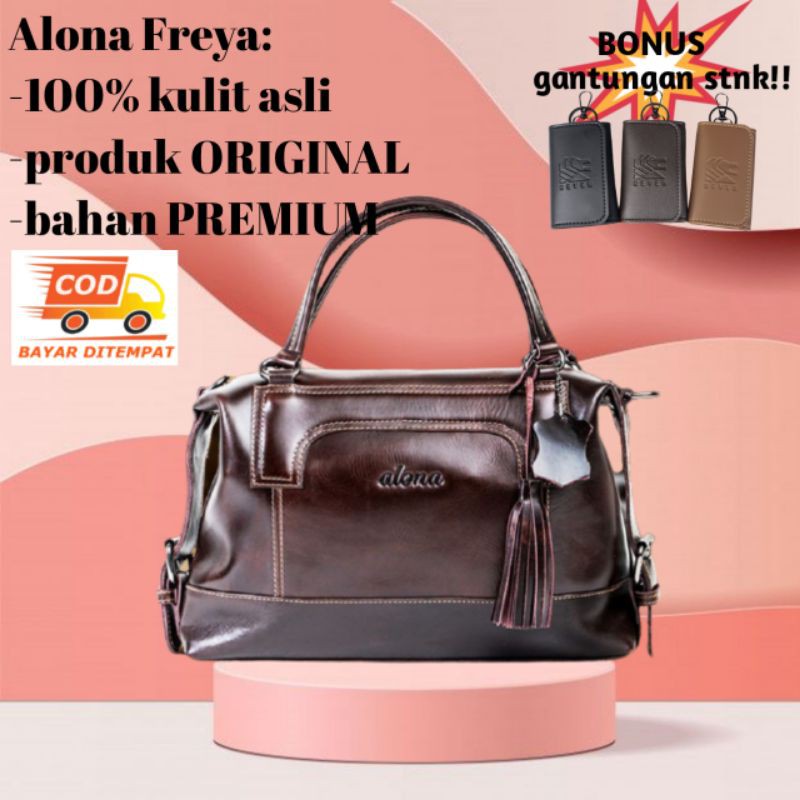 Tas Wanita Kulit Asli lokal original branded Alona Freya