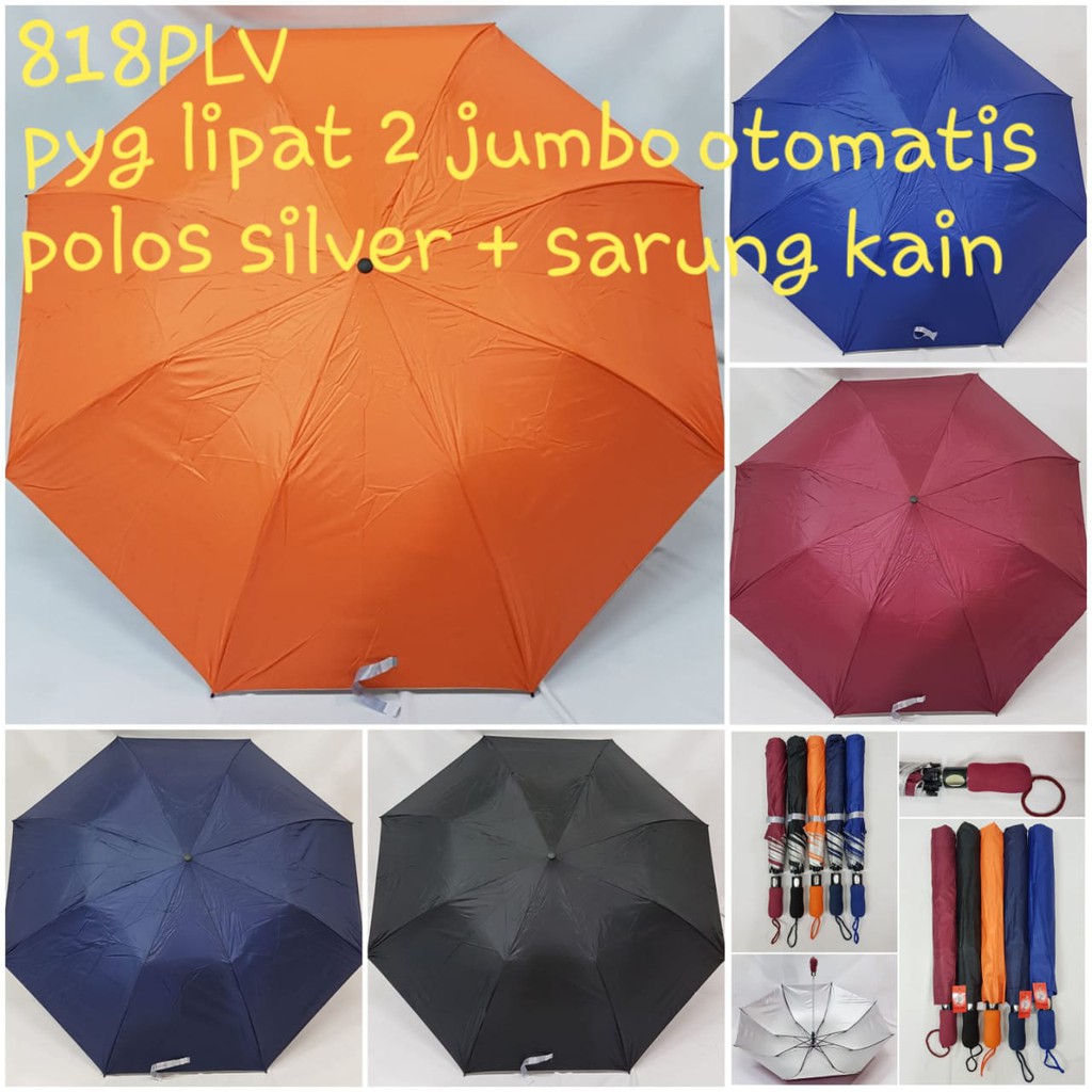 PAYUNG LIPAT 2 OTOMATIS ANTI UV JUMBO POLOS BESAR