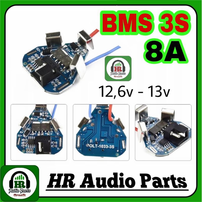 BMS 3S 12.6V-13V For Charger Baterai Bor Cordelles Littium ion 8A Operating Current