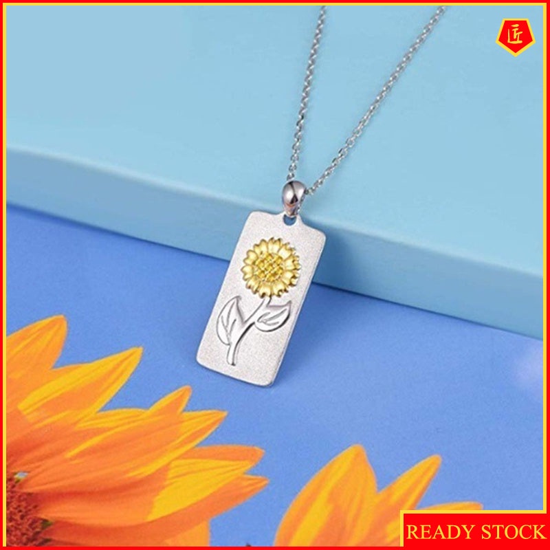 [Ready Stock]Sunflower Two-Tone Pendant Necklace European And American Simple All-Match