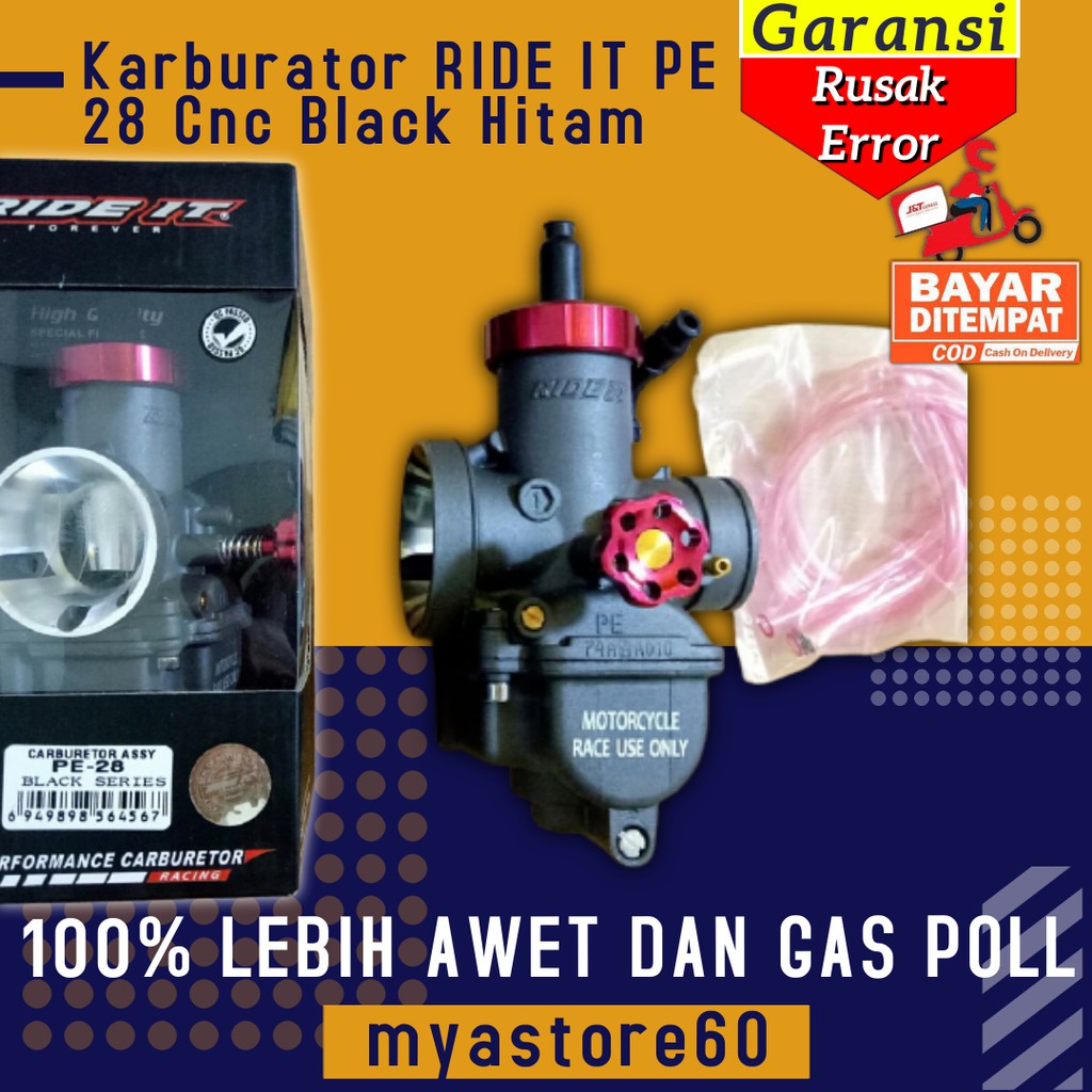 Karburator RIDE IT PE 28 ORIGINAL Cnc Black Hitam Karbu PE 28 Black Series Cnc SKEP KUNINGAN