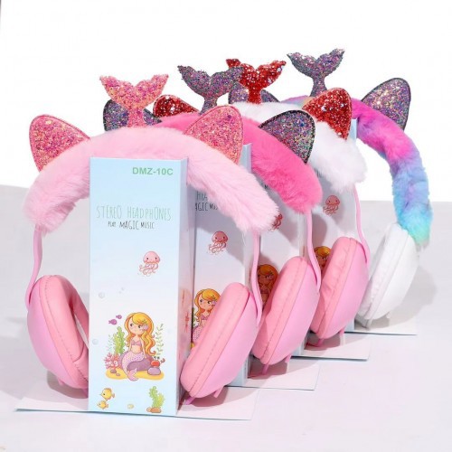 HGM-019 Headset Bando Karakter Lumba Ekor Putri Duyung / Headphone Kabel Kids Cartoon