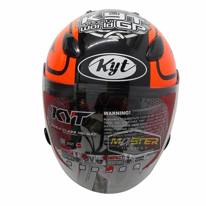 HELM HALF FACE KYT DJ MARU KYT DJMARU MOTIF 11 BLACK ORANGE - M