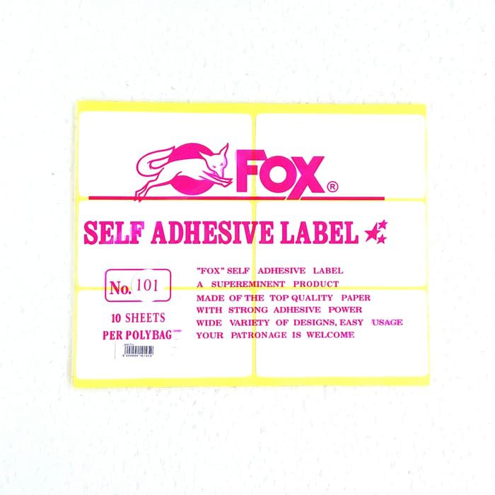 

Kertas / Label Stiker Fox No. 100 uk. 38 x 100 mm (Persegi Panjang)