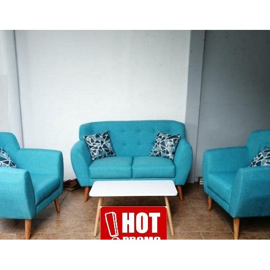 Sofa Minimalis Model Retro 221 + Meja - Biru Dayanabasro