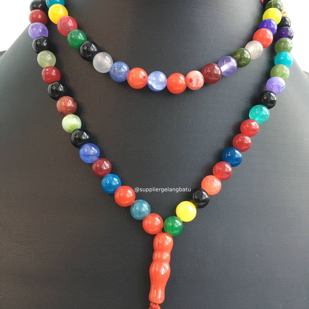 tasbih batu Multicolour Onyx 99 butir premium tasbeh alam kado akik