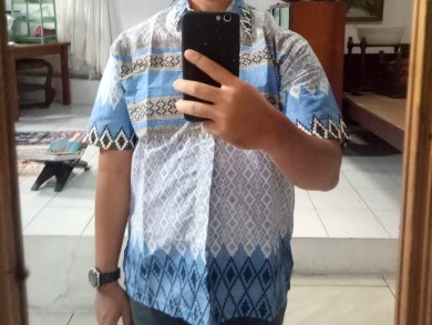 Bswart Batik Hrb026 Kenongo Hem Pendek Anjani Biru Pekalongan M L Xl Batik Pria Murah Modern Grosir