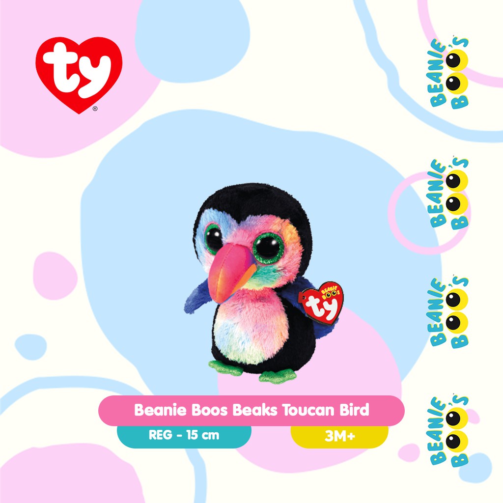 Ty Toys Beanie Boos Beaks Toucan Bird R - Boneka Burung Anak 3Y+