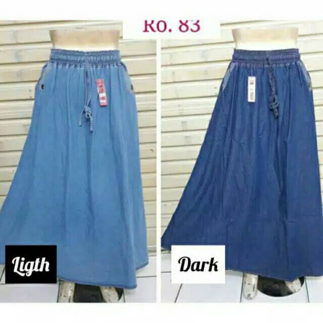 Rok Jeans/ Rok Wanita Panjang / Rok Polos Model A (BB ± 40-65 kg / All Size Dewasa)