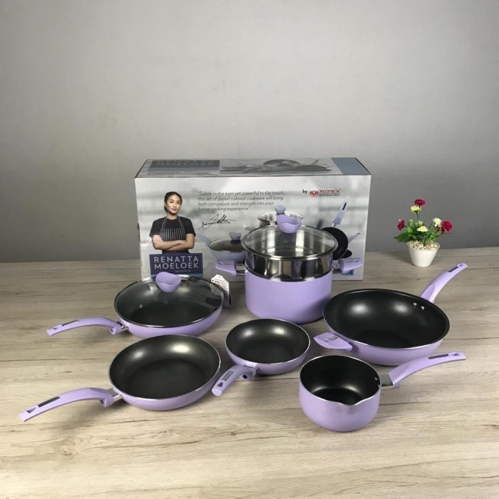 SUPRA Panci Set 9 Pcs Chef Renata Pastel I Cookware set Supra 9 piece - Warna Random