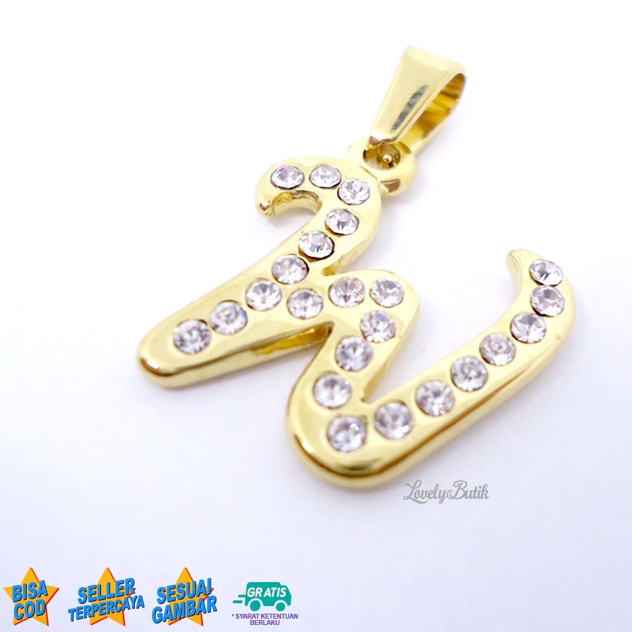 Lovelybutik - Liontin Titanium Anti Karat Liontin Huruf W Klasik Silver Gold