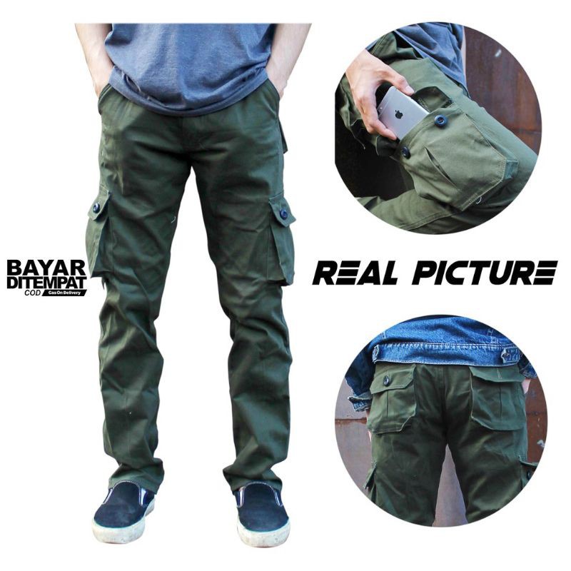 Celana Cargo Panjang Best Seller Cargo Pants Kargo PDL Pria Longgar