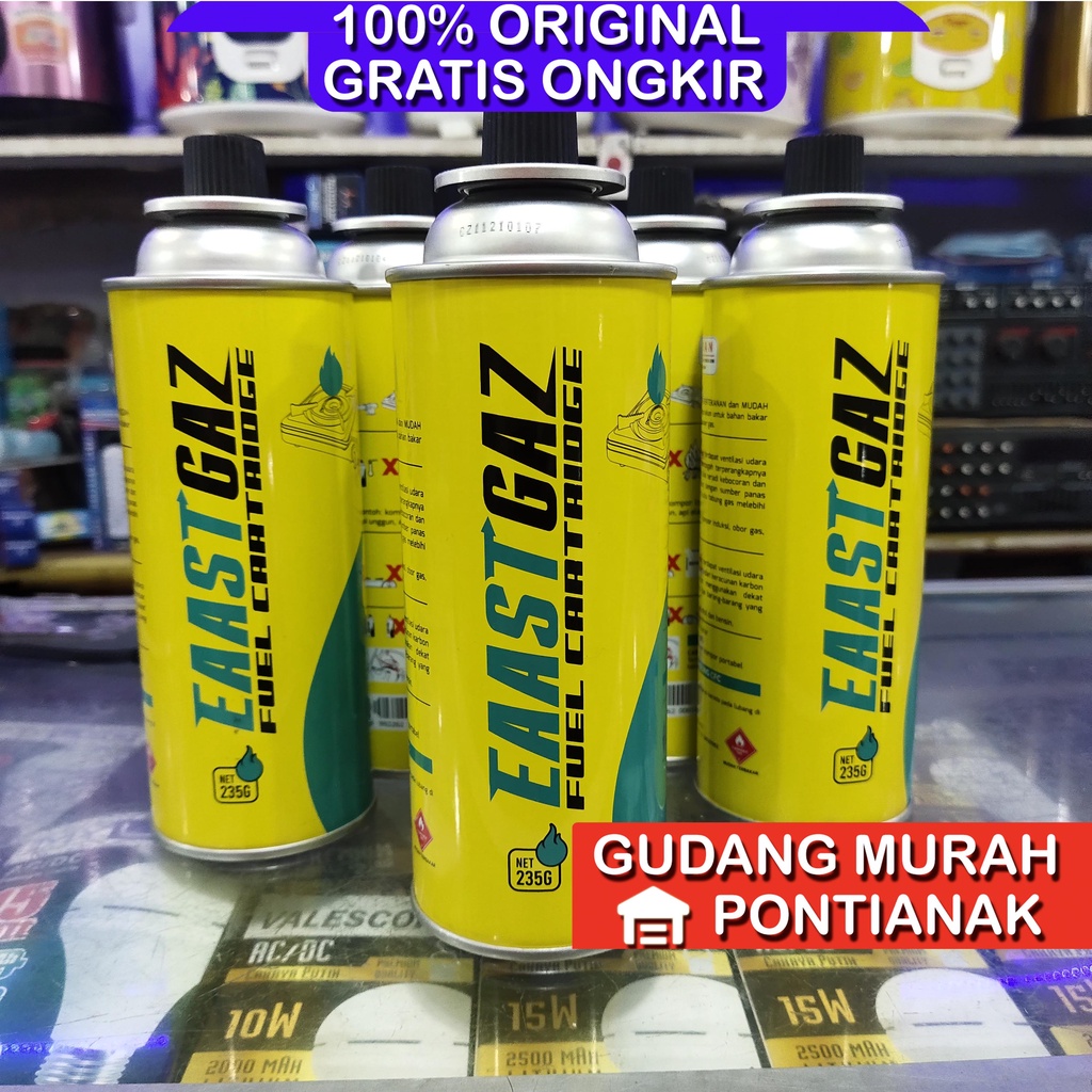 Gas Kaleng dan isi-nya Tabung Eaastgas Kompor Portable 235G Lebih banyak 5gram dari hi cook