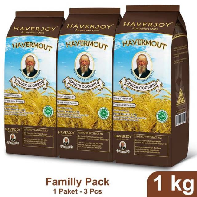 Haverjoy Quick Cooking Oats 1Kg - 3Pcs