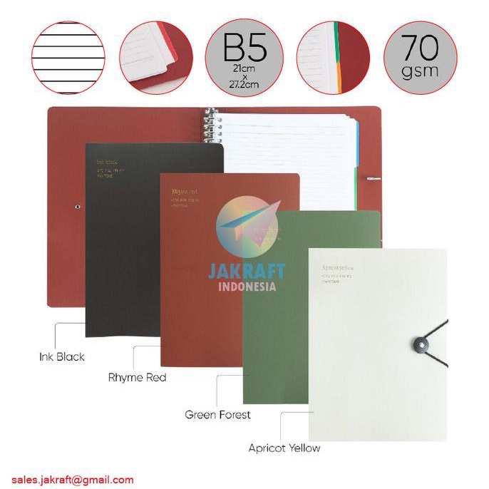

Binder Note Tali B5 JOYKO BN-101B5 isi 26 Ring Bonus Divider & Kertas