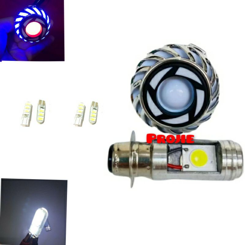 Sepaket lampu depan led ac/dc 2 mata H6 + lampu rem proji + sen jelly 4pcs motor beat mio vario lama