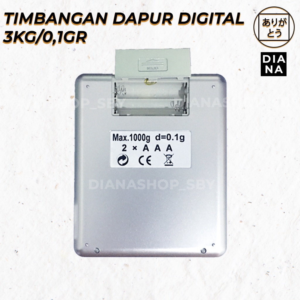 Timbangan Dapur Digital Kopi 3KG/0,1Gr Emas Bumbu Daging Kue Tepung