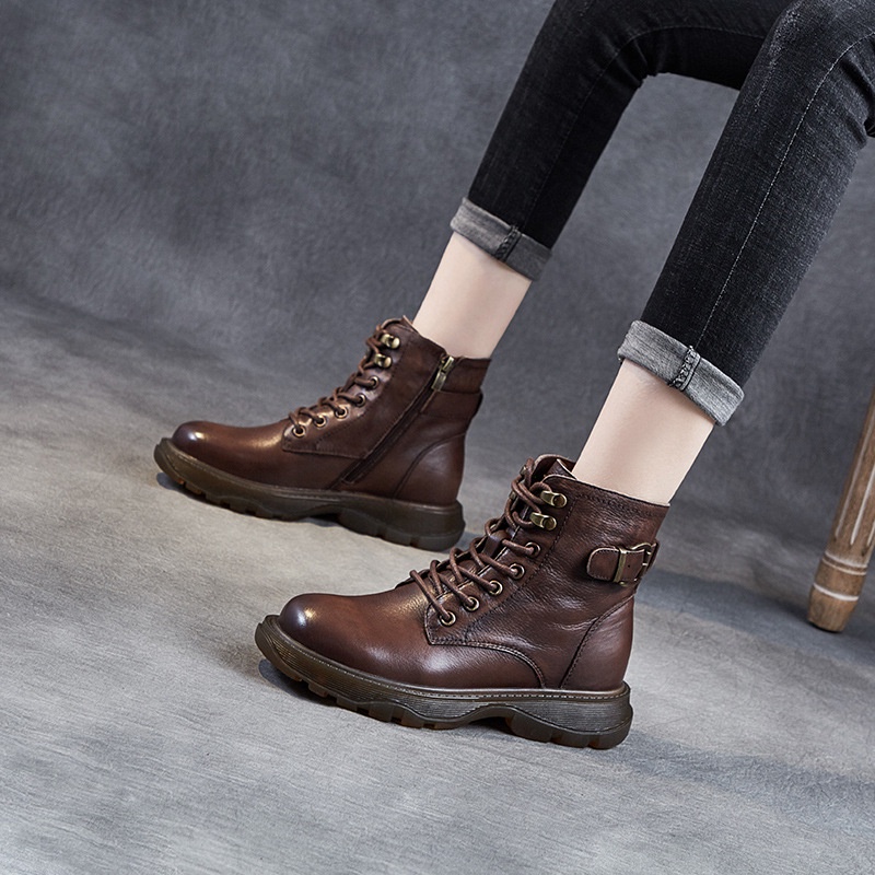 Dr. Martin Boot Sepatu Wanita Kulit Martin Boots Wanita  Inggris Retro 2021  7-Lubang Ikat Pinggang 
