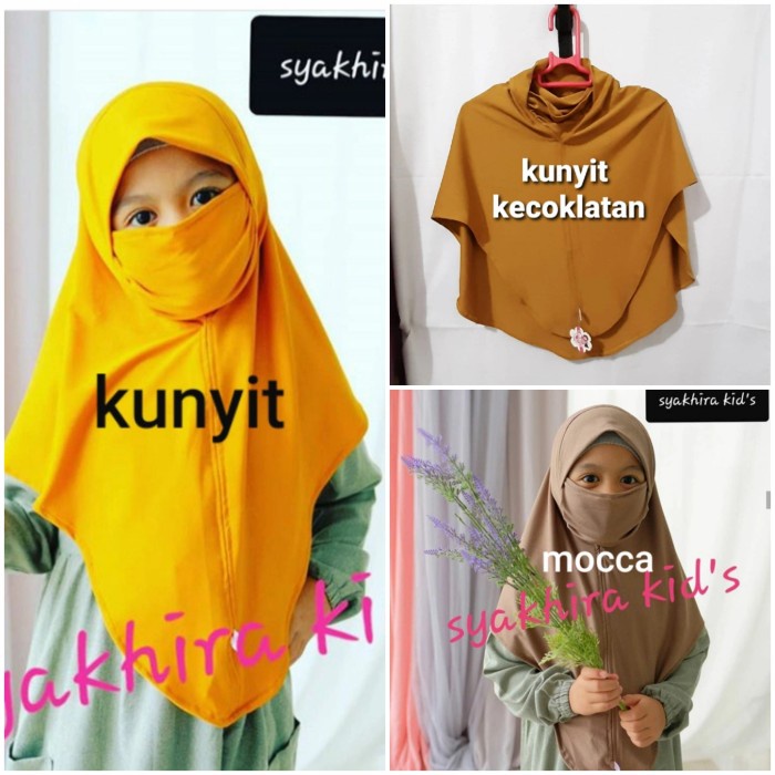 A2lda Hijab Jilbab Bergo Masker Anak Sd Tk Polos Original Syakhira Kids Fd20Gdoo