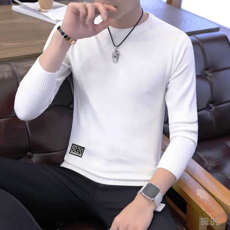 RH - sweater baju rajut oblong crewneck kerah bulat slim fit original terbaru