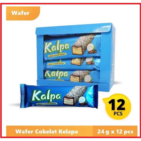 Kalpa Wafer Coklat Kelapa 1 Box 12 pcs | Wafer dengan sensasi taburan kelapa