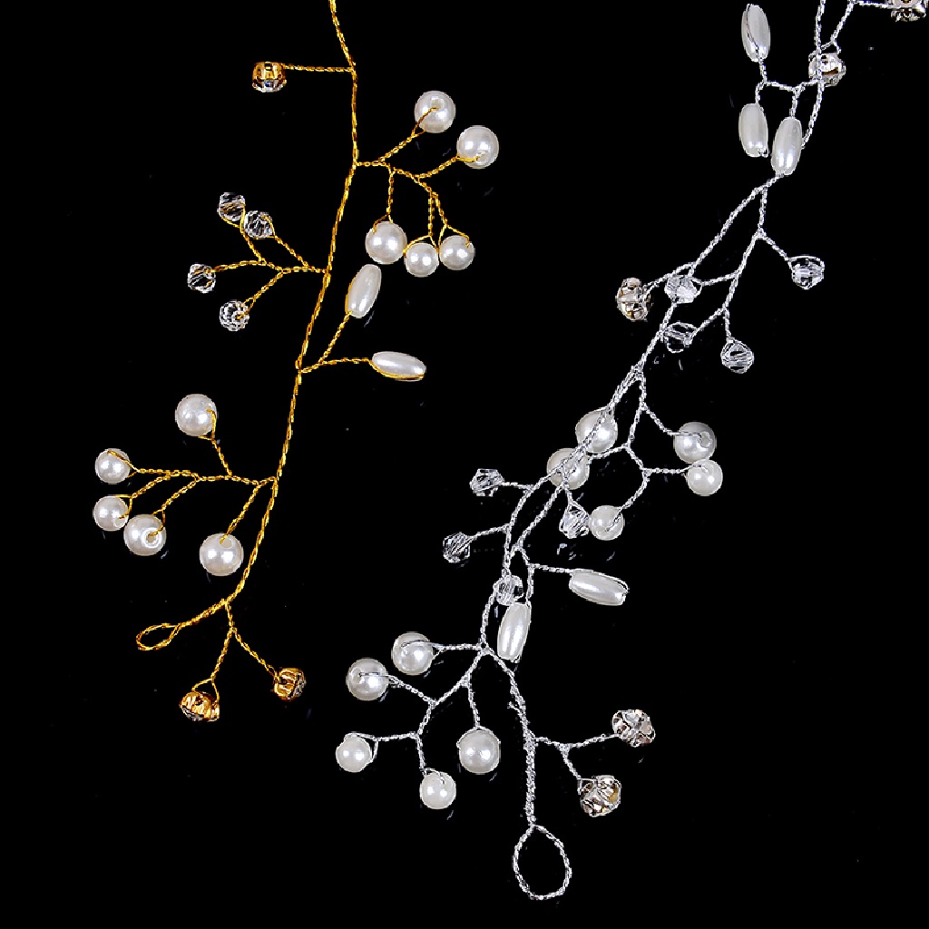 Bandana Rambut Desain Ranting Hias Mutiaraberlian Imitasi 50cm Untuk Pernikahanpengantin Wanita