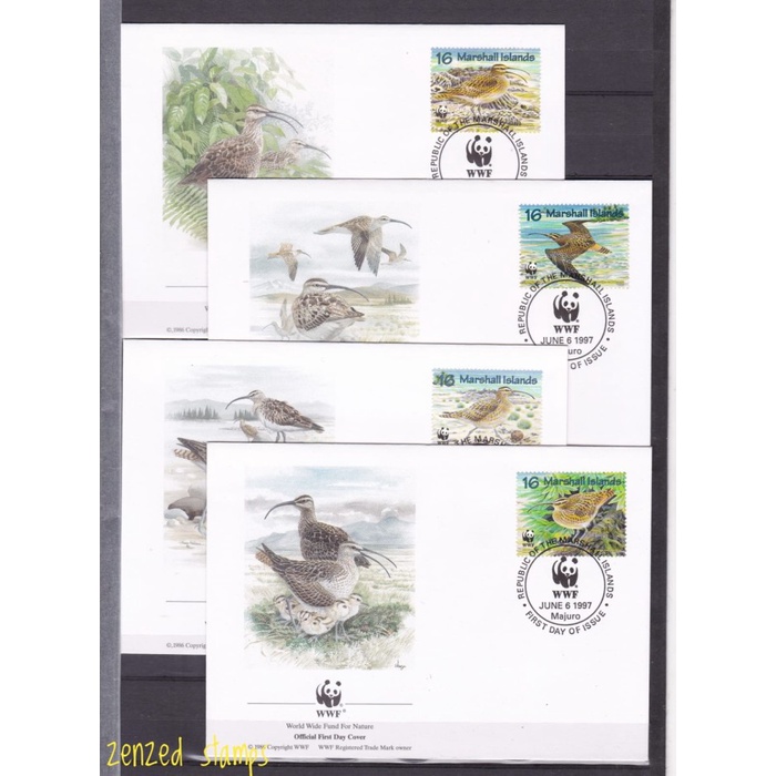 

F008 Perangko FDC Marshall Islands1997 Birds WWF Set 4 Pcs