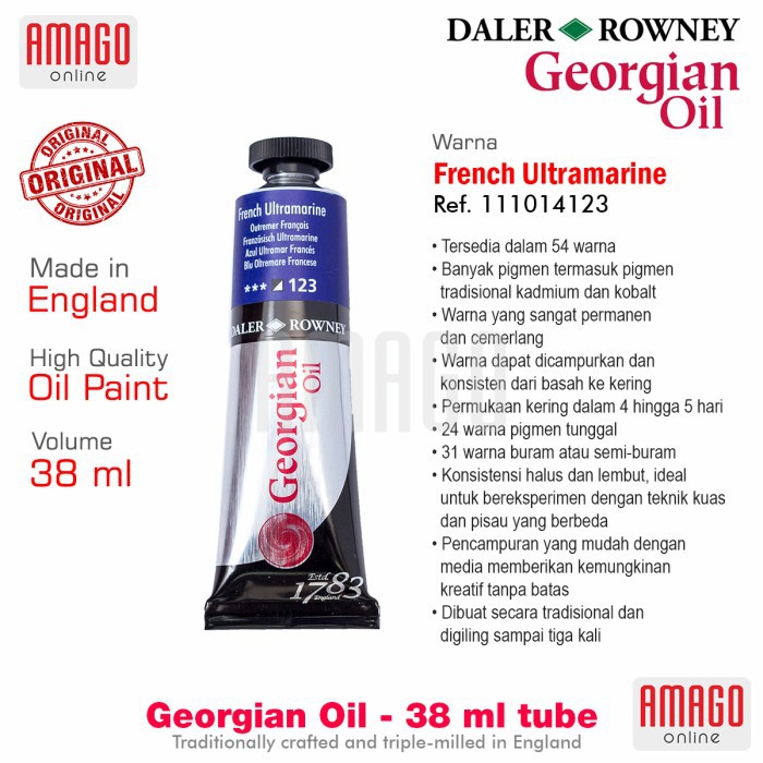 DALER-ROWNEY - GEORGIAN OIL 38 ml - FRENCH ULTRAMARINE - 111014123