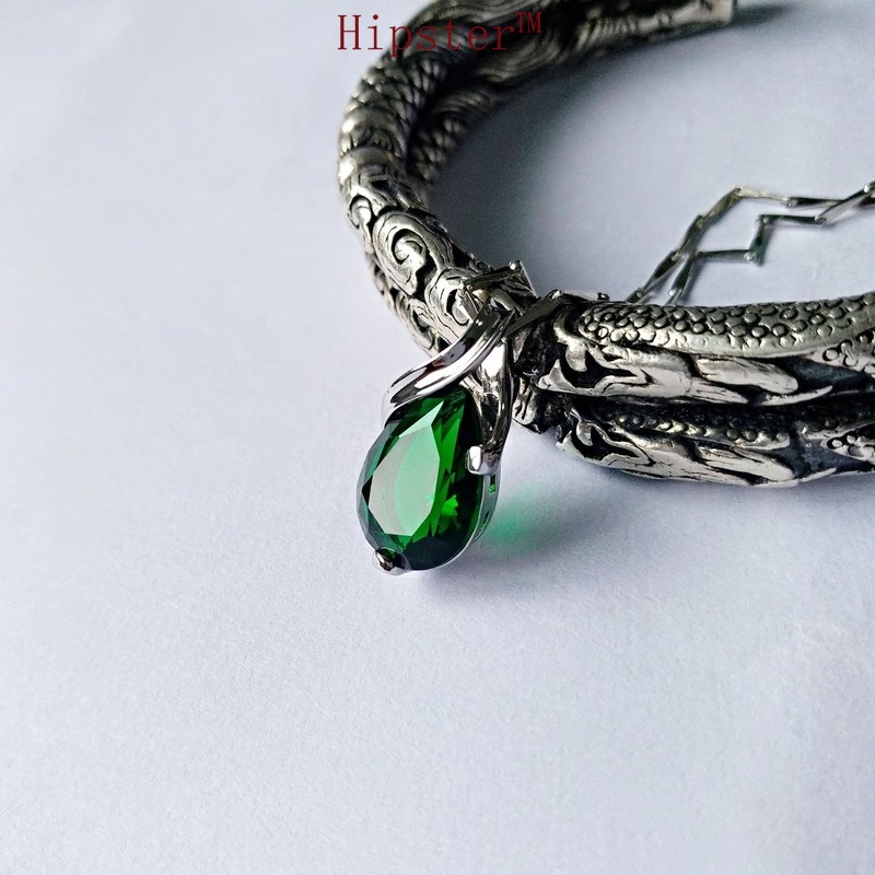 Retro Natural Emerald Dignified Pendant Personality Simple Necklace