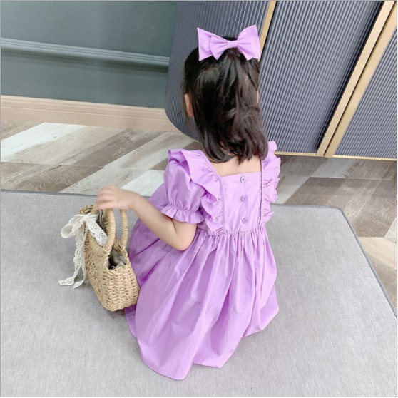 Dress Anak Perempuan PolkaDot Puff Sleeve Short Sleeve Dress+Bow