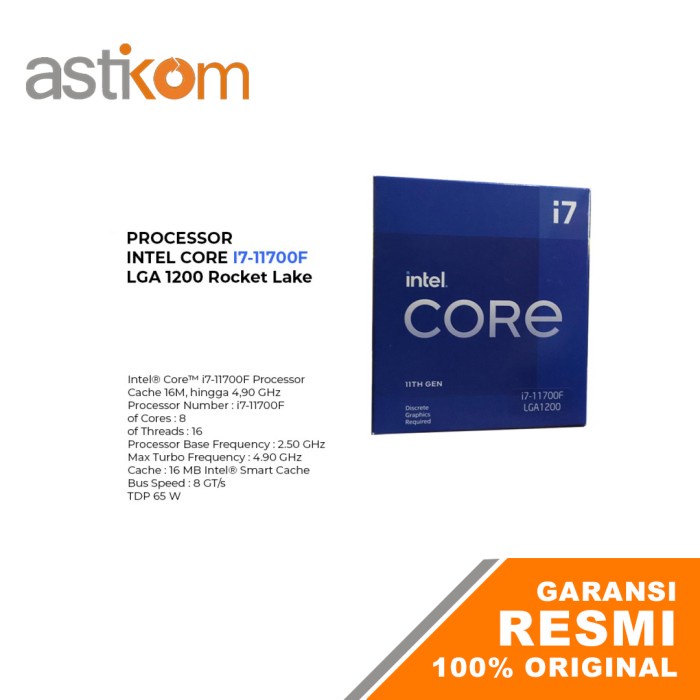 Processor Intel I7 11700F Core i7 11700F ROCKET LAKE LGA 1200 4.90Ghz