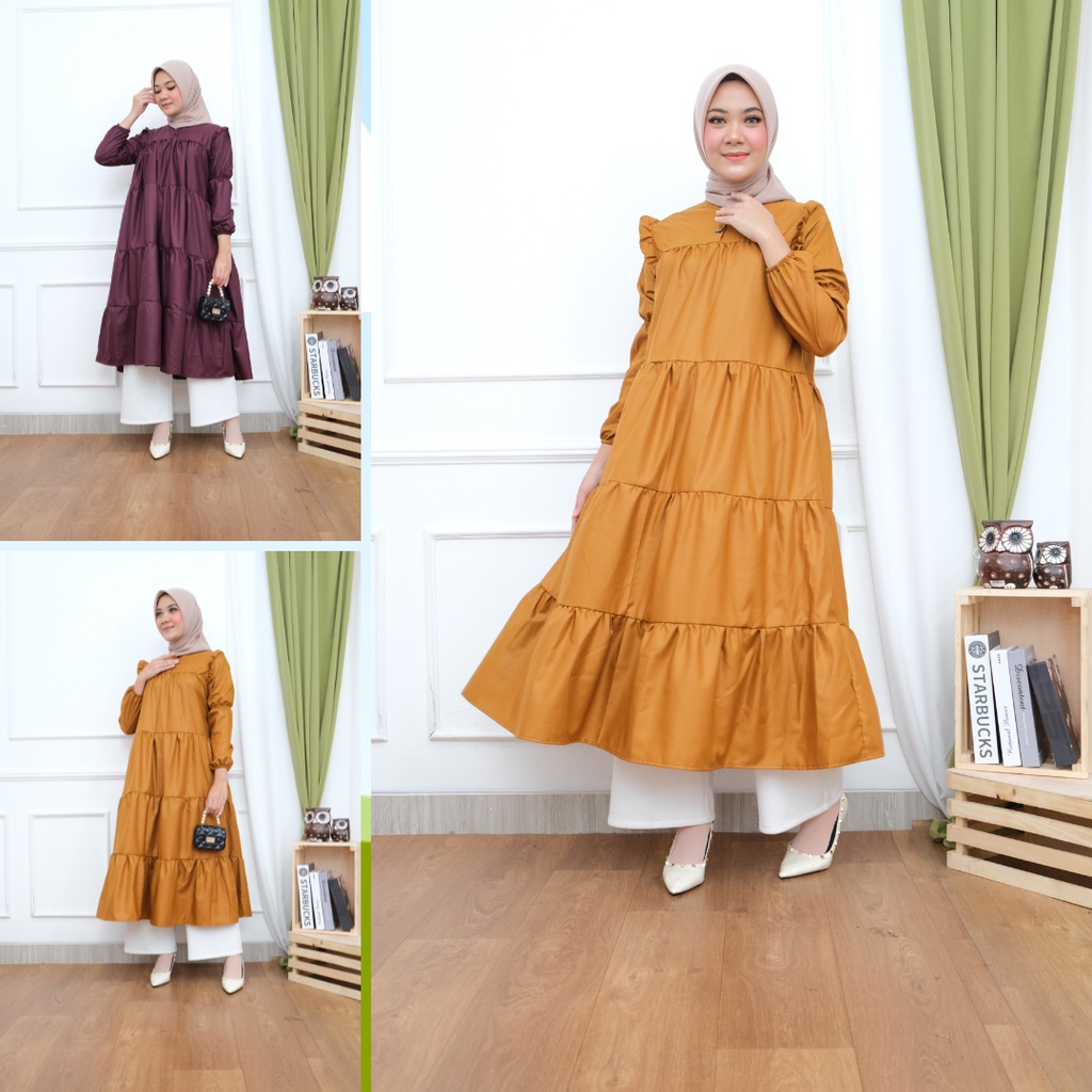 LIVI MIDI DRESS KONDANGAN GAMIS TERBARU REMAJA DEWASA BAJU WANITA HAMIL SOLO