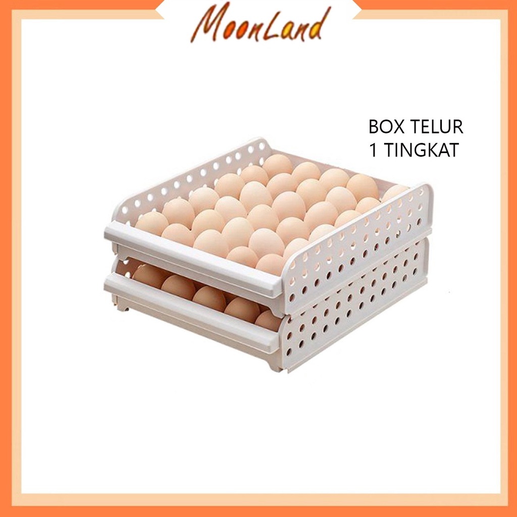 MoonLand 84 Kotak Telur Sliding  / Rak Tempat Penyimpanan Telur Rak Telur Plastik 1 Tingkat Egg Box