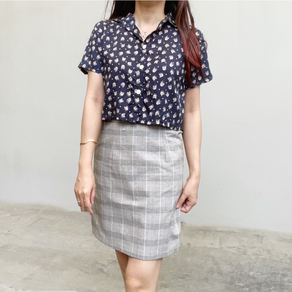 SL321 - Mini Skirt Rok Kotak Kotak Lipit Rok Ulzzang