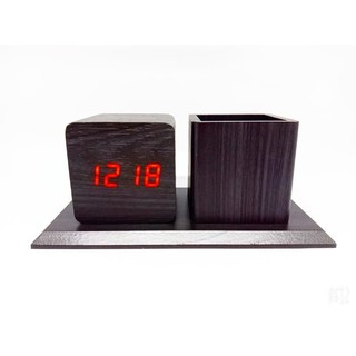  Jam  Meja Kayu  Jam  Digital  LED  Jam  Unik Model Kayu  13 x 