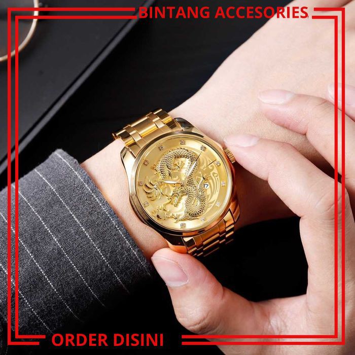 W370 JAM TANGAN PRIA 3D DRAGON JAM TANGAN ANALOG PRIA ANTI AIR JAM TANGAN KEREN JAM TANGAN COWOK