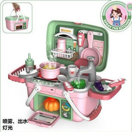 Mainan Masak Delicious Barbecue BBQ Set / Spray The Kitchen - Merah Muda