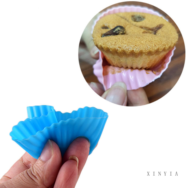 Cetakan Kue Dengan Bahan Silikon Dan Bentuk Bulat Untuk Cupcake / Muffin-1PCS