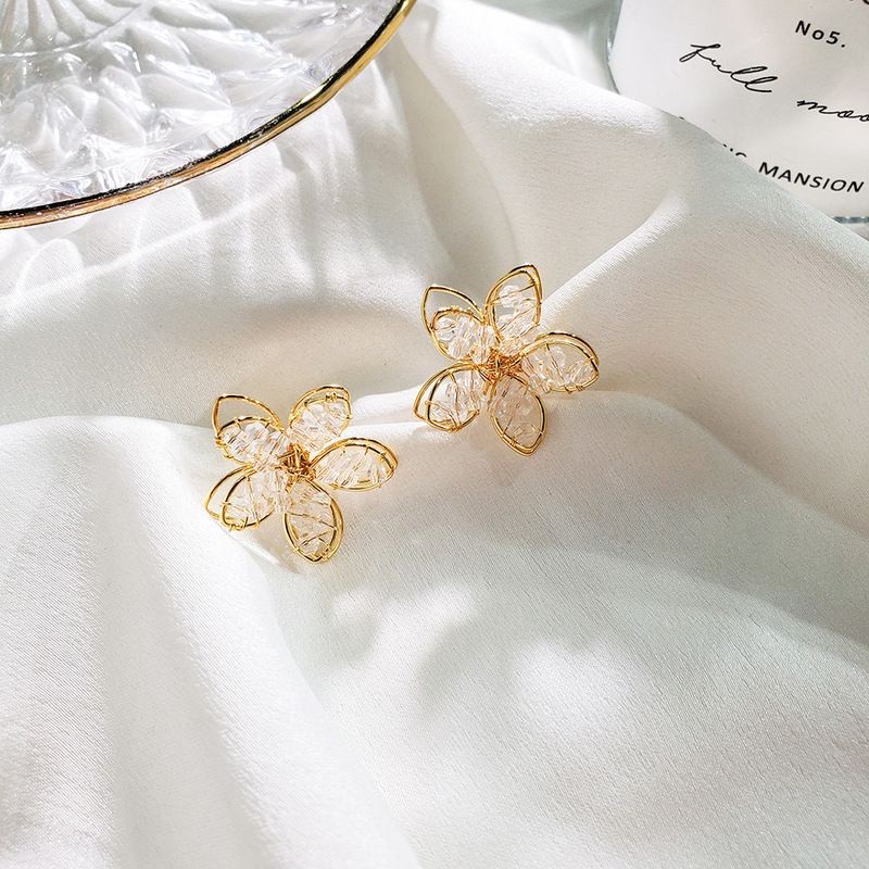 Vivian Earring/ anting bunga dua susun bertabur zircon Korean Style